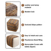 Handwoven Square Pouf for Living Room/Bedroom, Ottoman Foot Stool filled with Bean, Textured Material,16" x 16" x 16" - Albert-Brown