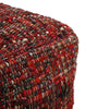 Handwoven Square Pouf for Living Room/Bedroom, Ottoman Foot Stool filled with Bean, Textured Material,16" x 16" x 16" - Manor-Red