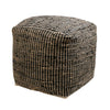 Handwoven Square Pouf for Living Room/Bedroom, Ottoman Foot Stool filled with Bean, Textured Material,16" x 16" x 16" - Pine-Charcoal