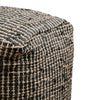 Handwoven Square Pouf for Living Room/Bedroom, Ottoman Foot Stool filled with Bean, Textured Material,16" x 16" x 16" - Pine-Charcoal