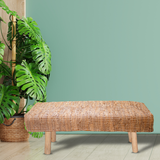 Handmade Tufted Ottoman Wooden Bench for Living Room/Bedroom, Padded Bench with Textured Handwoven Fabric, 47"x16"x20"