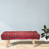 Handmade Tufted Ottoman Wooden Bench Cover, Flat Weave Rectangular Stool, Removable Cover, Indoor Bench Protector