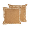 Decorative Embroidered Jute Glass Beaded Aethna Pillow Cover, Square, 16"x16"