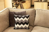 Chevron Glass Beaded Embroidered Cushion Cover, 16" x 16"