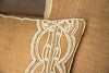 Hand Made Decorative Embroidered Jute Glass Beaded Athena Lumbar Pillow Cover, 11''x21''