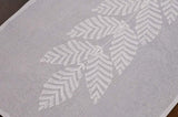 Table Runner, Handmade Embroidered Leaf Cotton Organdy Aura, White, 15'' x 72''