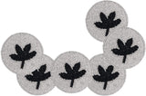 Coasters Glass Bead Embroidered Tree of Life Motif Round, Black & White, 4”