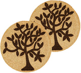 Tree of Life Placemats, Wooden Beaded, Round , Brown & Cream, 15”
