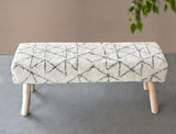 Agostin Cotton Pile Rectangular Wooden Bench with Hand Tufted Fabric, Ivory