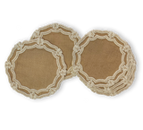 Dinning Table Placemat, Jute Hand Beaded Decorative Athena Round, Natural, 15"