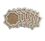 Handmade Jute Beaded Decorative Athena Coasters, Round, 4" x 4"