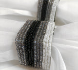 Napkin Ring, Glass Beaded, Embroidered Chevron Pattern, 2”