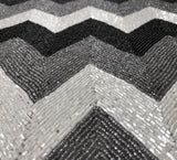 Table Charger Placemats, Hand Beaded Embroidered Chevron Pattern, 15" x15”