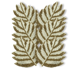 Fern Pattern Bead Embroidered Coasters, 4 x 4”
