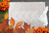 Dining Table Placemat Horizontal Embroidered Aura Leaf, White, 15"x19”