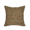 Handmade Pine Throw Pillow with Filler, Leather and Hemp, Textured Modern Stripe Pattern, 18” x 18”