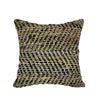 Handmade Seto Throw Pillow with Filler, Recycled Leather / Hemp, Contemporary Herringbone Pattern, 18” x 18”