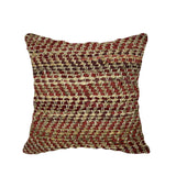 Handmade Seto Throw Pillow with Filler, Recycled Leather / Hemp, Contemporary Herringbone Pattern, 18” x 18”
