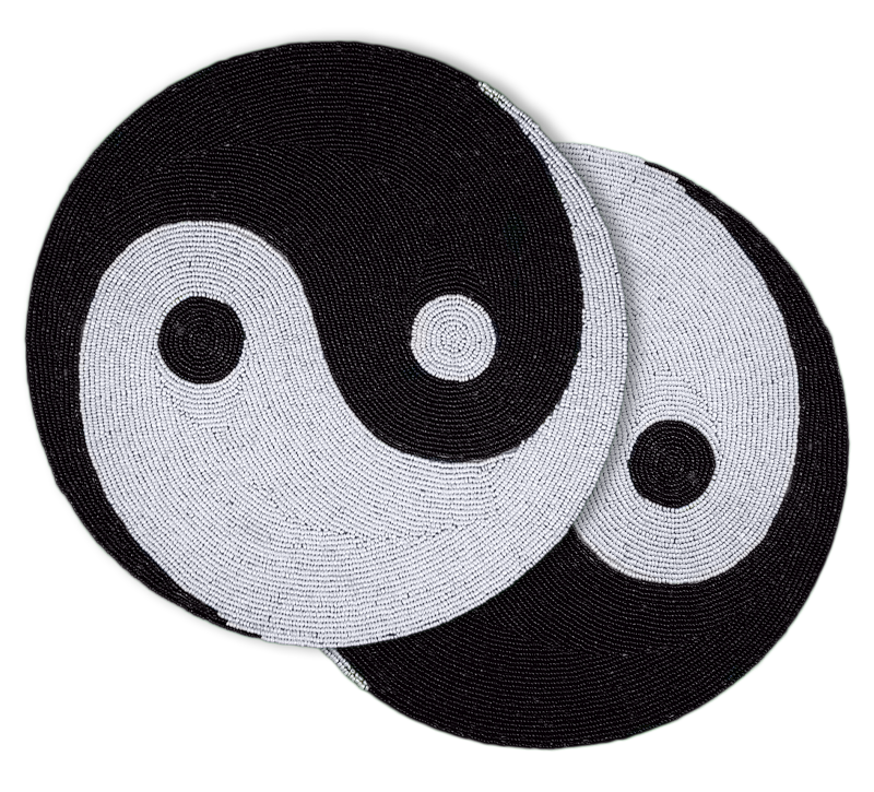 Zen Yin & Yang Motif Glass Bead popular Embroidered Charger Placemats ,15”