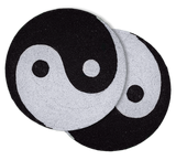 Table Placemats, Glass Bead Embroidered Zen Yin & Yang Motif Round, Black/White,15”