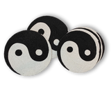 Table Placemats, Glass Bead Embroidered Zen Yin & Yang Motif Round, Black/White,15”