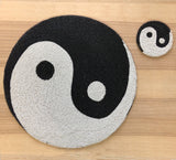 Zen Ying & Yang Motif Glass Bead Embroidered Round Coasters, Black and White, 4”