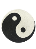 Table Placemats, Glass Bead Embroidered Zen Yin & Yang Motif Round, Black/White,15”