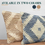 Handmade Devon Throw Pillow with Filler, Recycled Cotton, Textured Boho Tufted Diamond Decorative Cushion, 18” x 18”