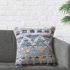 Hand Woven Cotton and Wool Farrel Cushion, Blue, 18"x18”