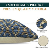 Handmade Grange Throw Pillow with Filler, Recycled Cotton & Hemp, Textured Modern Diamond Pattern, 18” x 18”