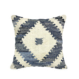 Handmade Devon Throw Pillow with Filler, Recycled Cotton, Textured Boho Tufted Diamond Decorative Cushion, 18” x 18”