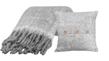Set of Mohair Herringbone Aurora Throw and Cushion Cover, Soft, Fuzzy
