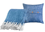 Set of Mohair Herringbone Aurora Throw and Cushion Cover, Soft, Fuzzy